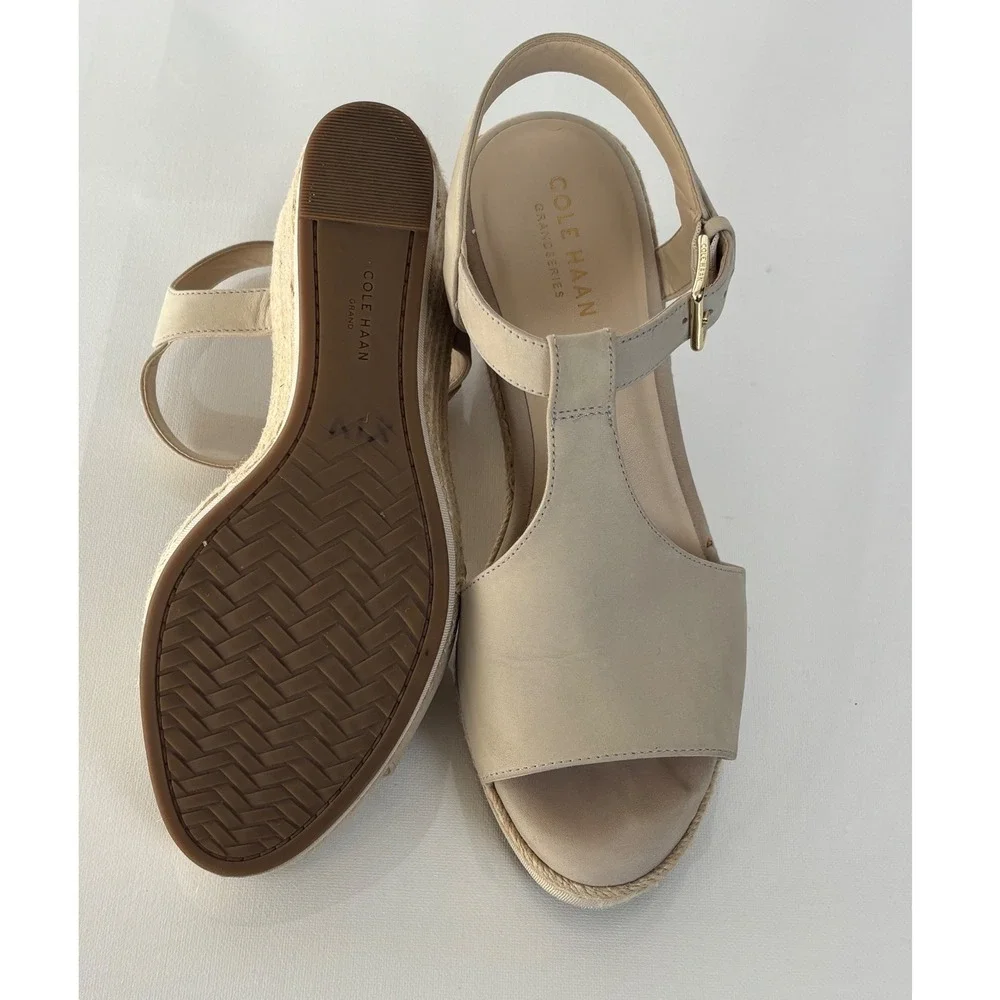 Cole Haan Beige Espadrille Wedge Sandals